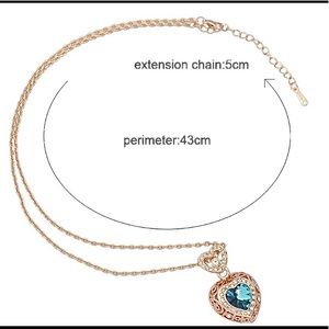 Rose Gold Heart Shape Necklace with Blue Gem